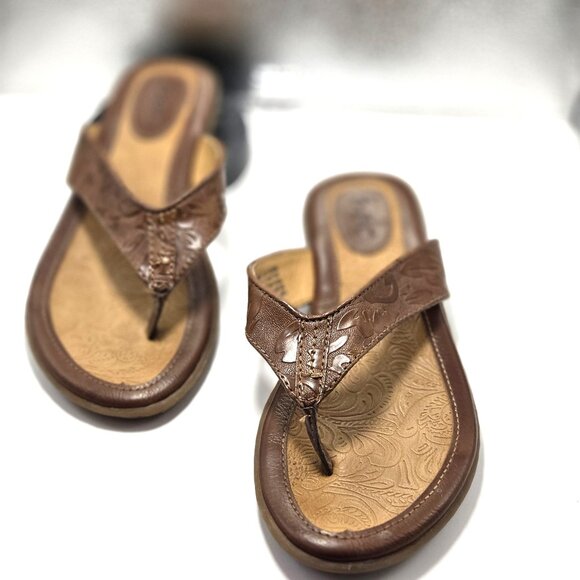 B.O.C. Women's Tan Faux Leather Thong Sandals Size 6 - Picture 2 of 6